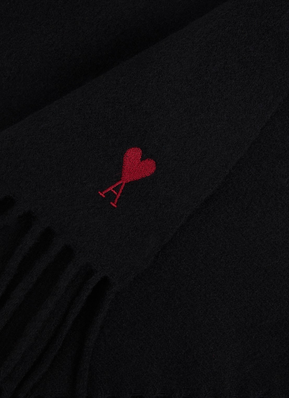 AMI Paris Quota sjaal van wol 190 x 26 cm - detail 2 zwart
