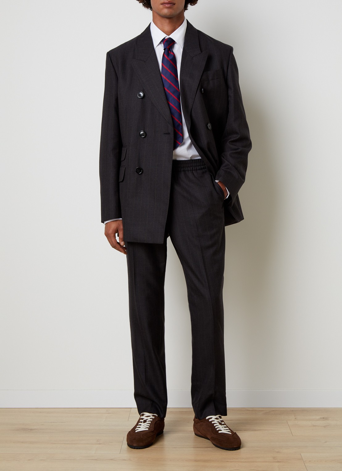 AMI Paris Regular fit colbert met klepzakken - voorkant 2 zwart