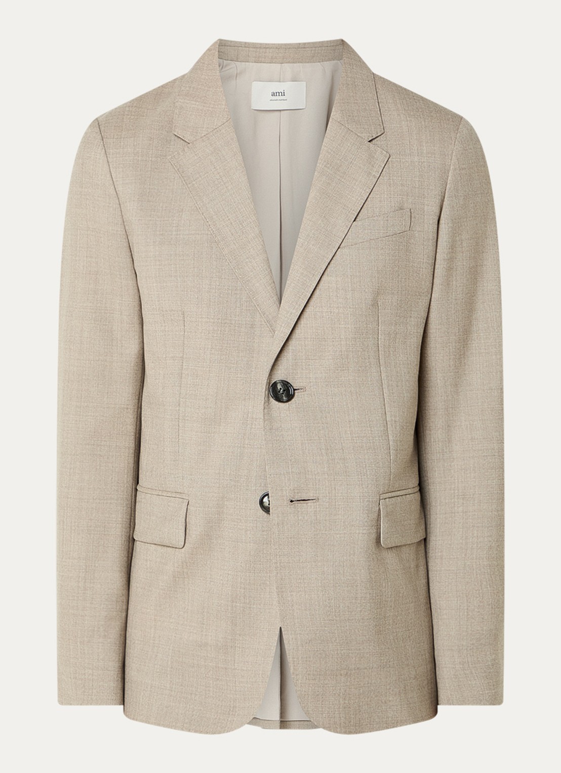 AMI Paris Regular fit colbert van wol met klepzakken - voorkant 4 zand