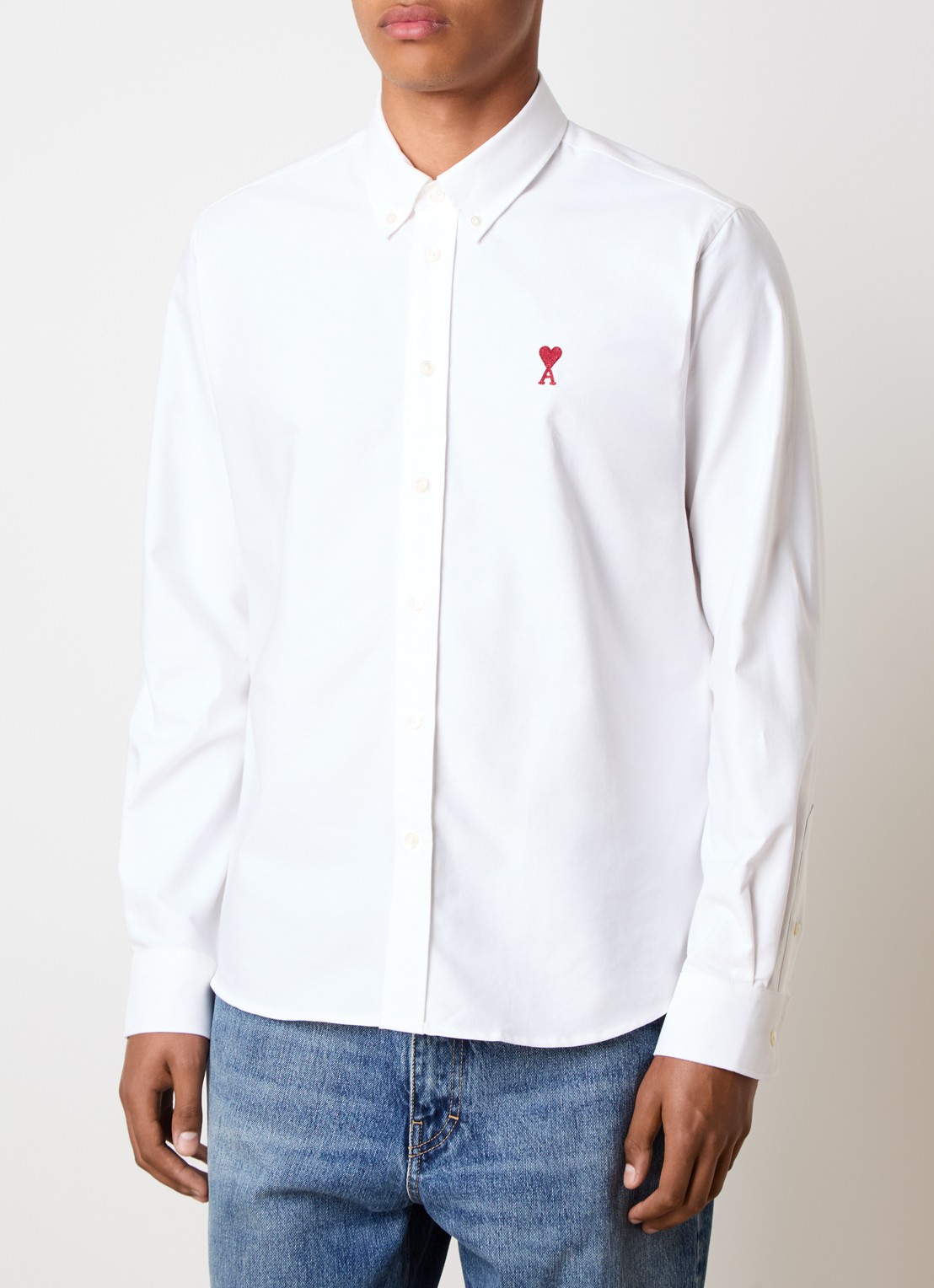 AMI Paris Regular fit overhemd met logo - detail 4 wit