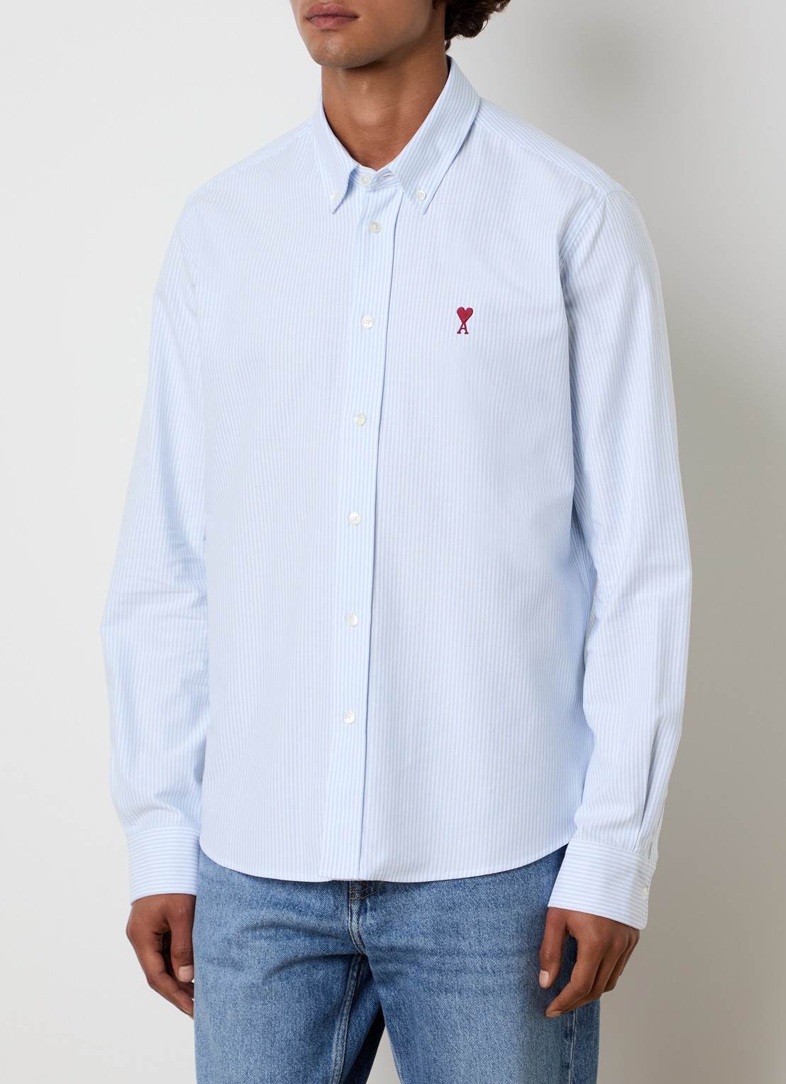 AMI Paris Regular fit overhemd met logo - detail 2 lichtblauw