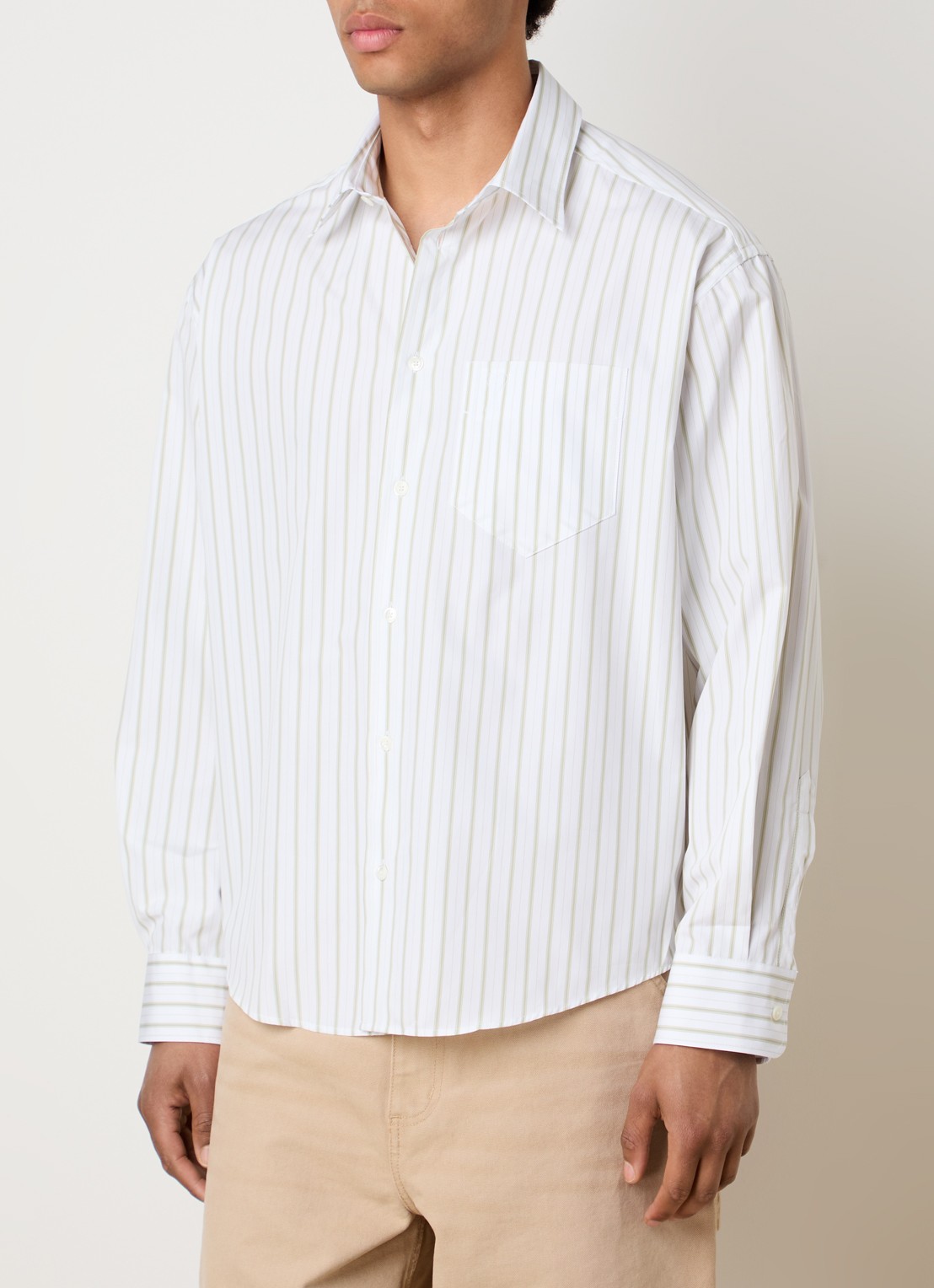 AMI Paris Regular fit overhemd met streepprint - detail 4 wit