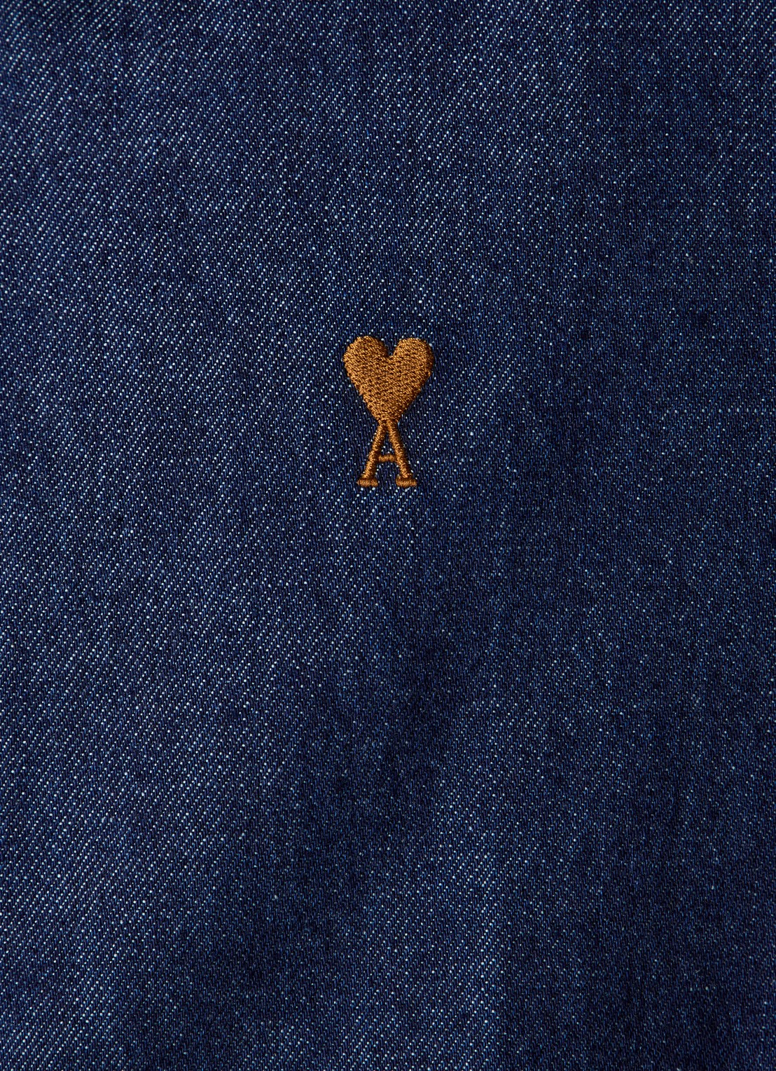 AMI Paris Regular fit overhemd van denim met logo - detail 4 indigo