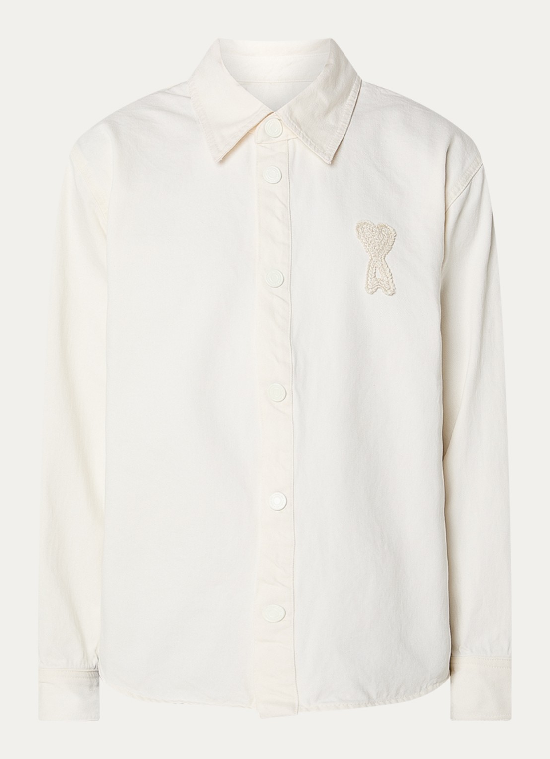 AMI Paris Regular fit overshirt met logo - voorkant 4 gebroken wit