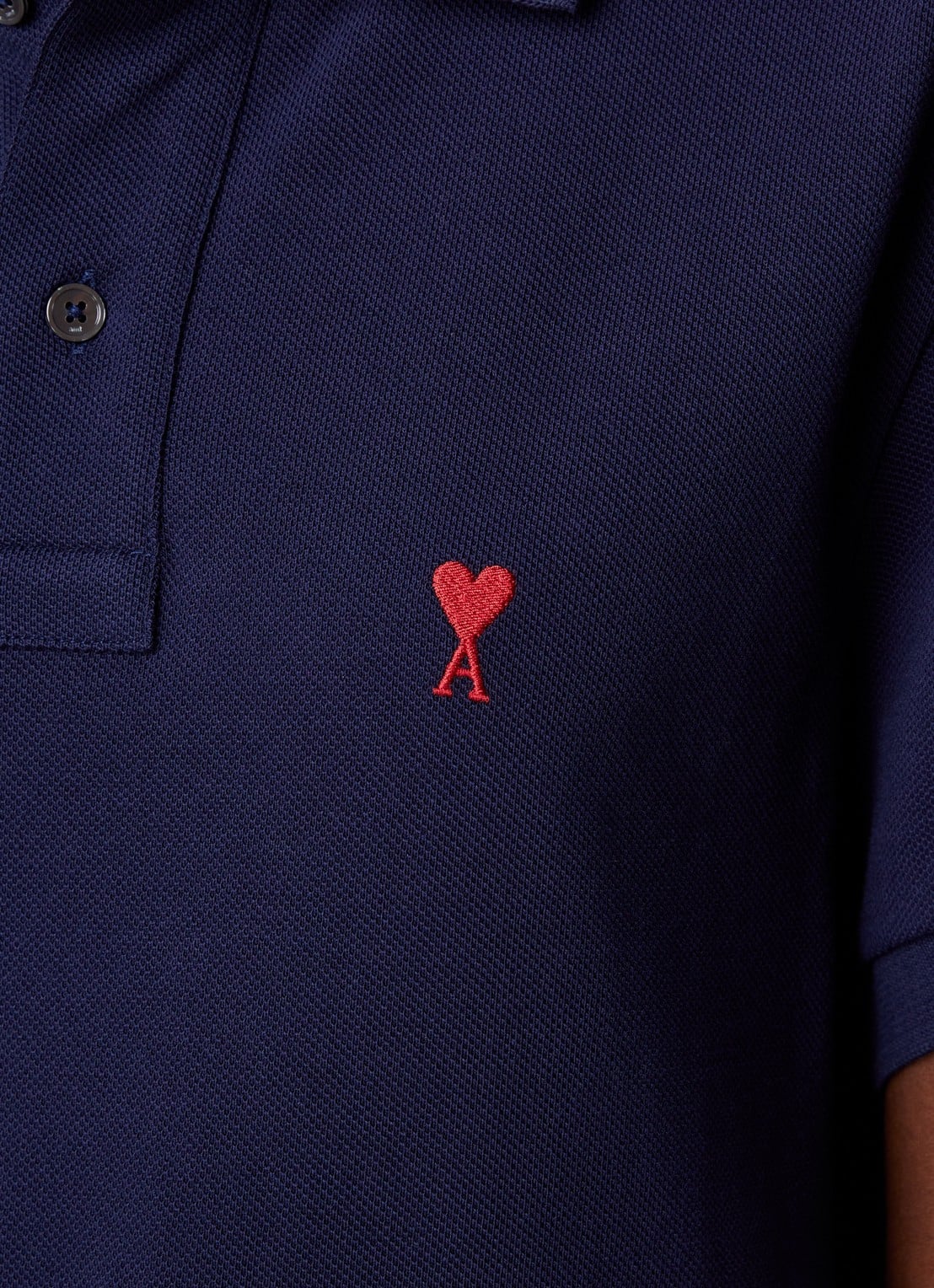 AMI Paris Regular fit polo met logo - detail 2 donkerblauw