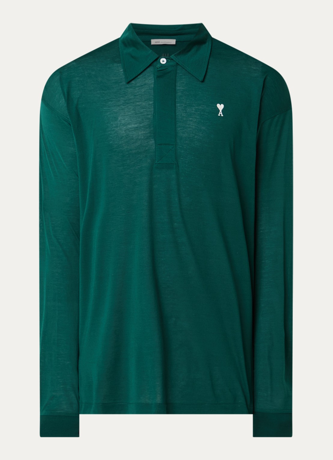 AMI Paris Regular fit polo met logoborduring - voorkant 3 donkergroen