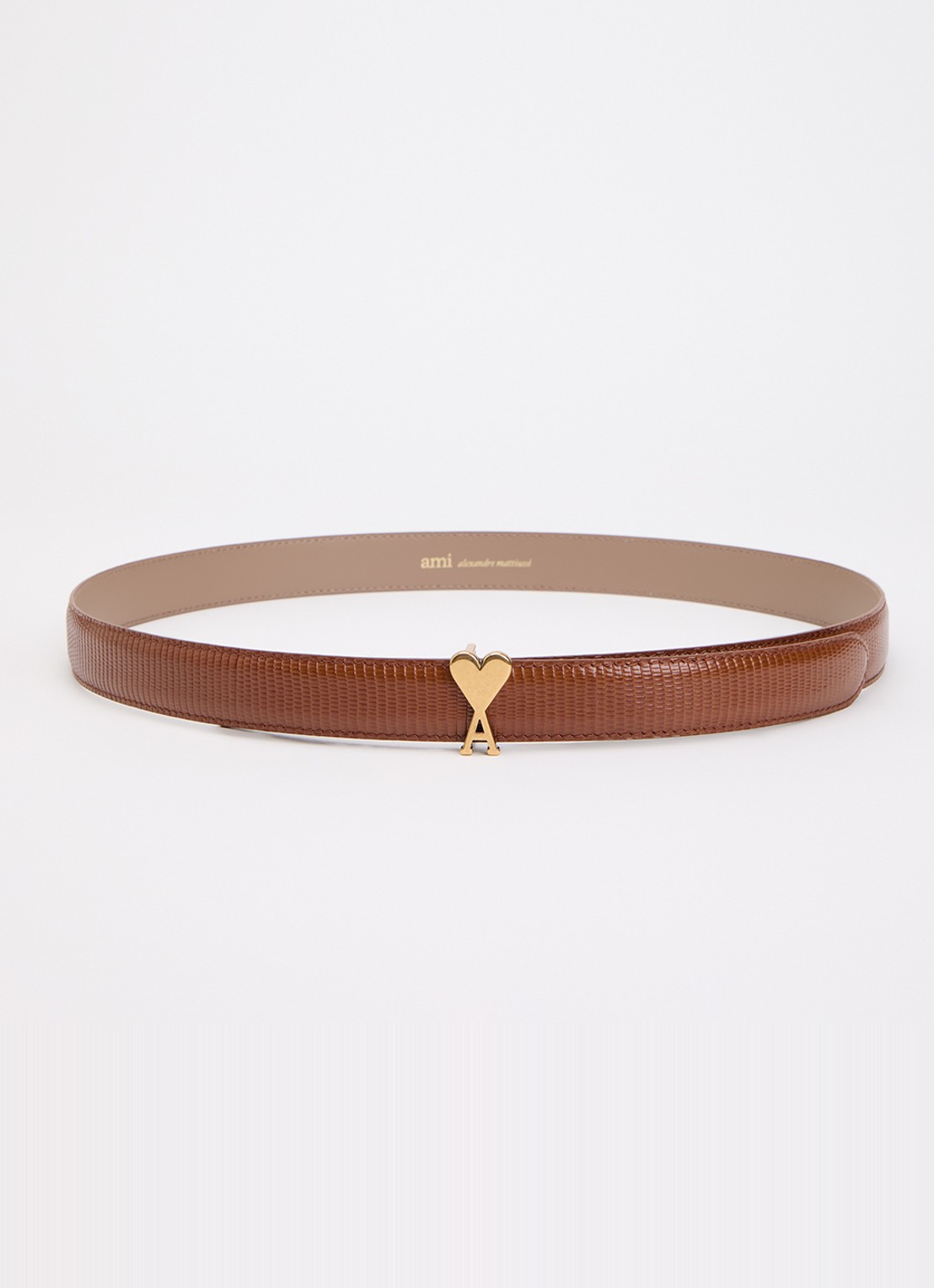 Ami Paris Riem van leer met structuur - voorkant cognac