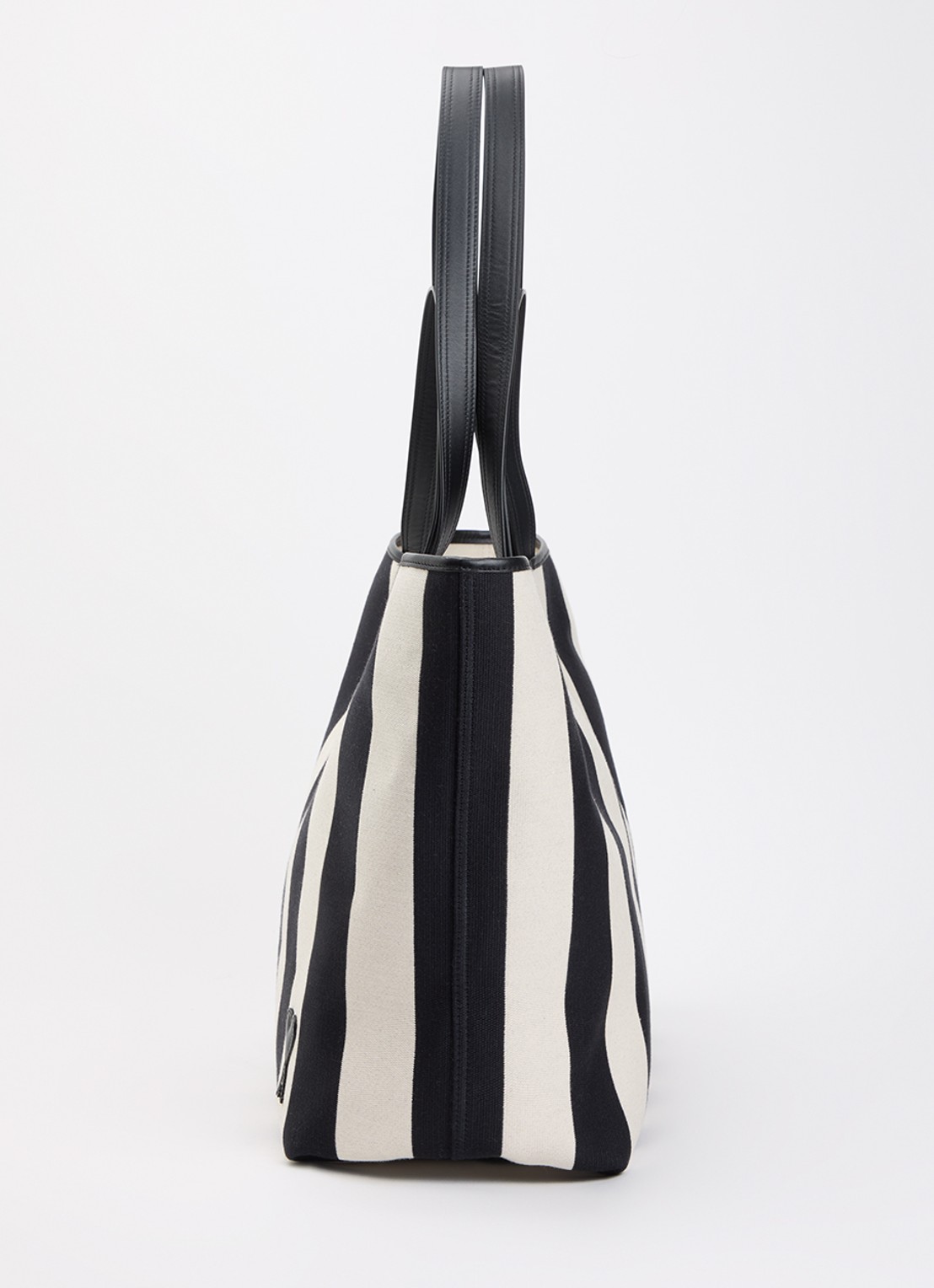 AMI Paris Shopper met streepprint en leren details - detail 3 zwart