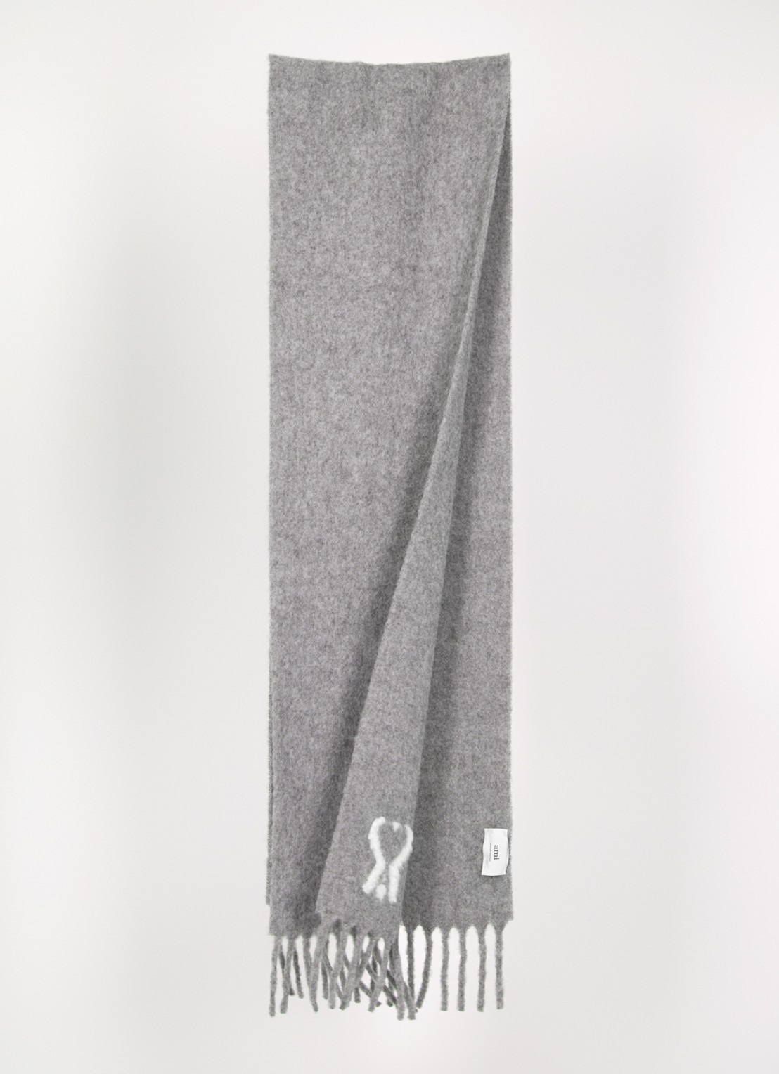 AMI Paris Sjaal in alpaca wolblend 260 x 35 cm - detail grijs