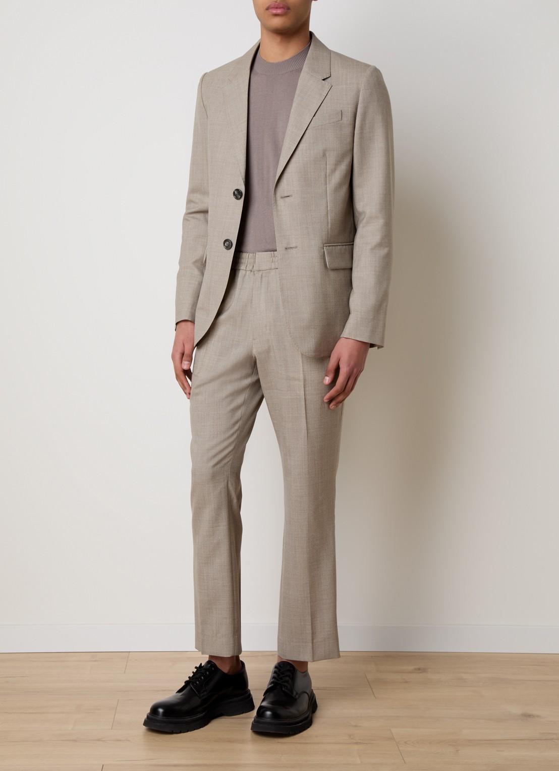 AMI Paris Straight fit pantalon van wol met steekzakken - voorkant 5 zand
