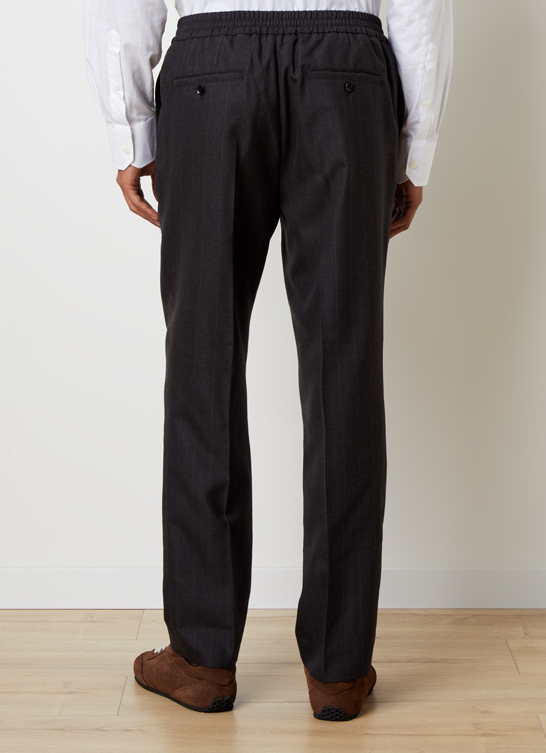 AMI Paris Straight fit pantalon van wol met steekzakken - achterkant 4 zwart