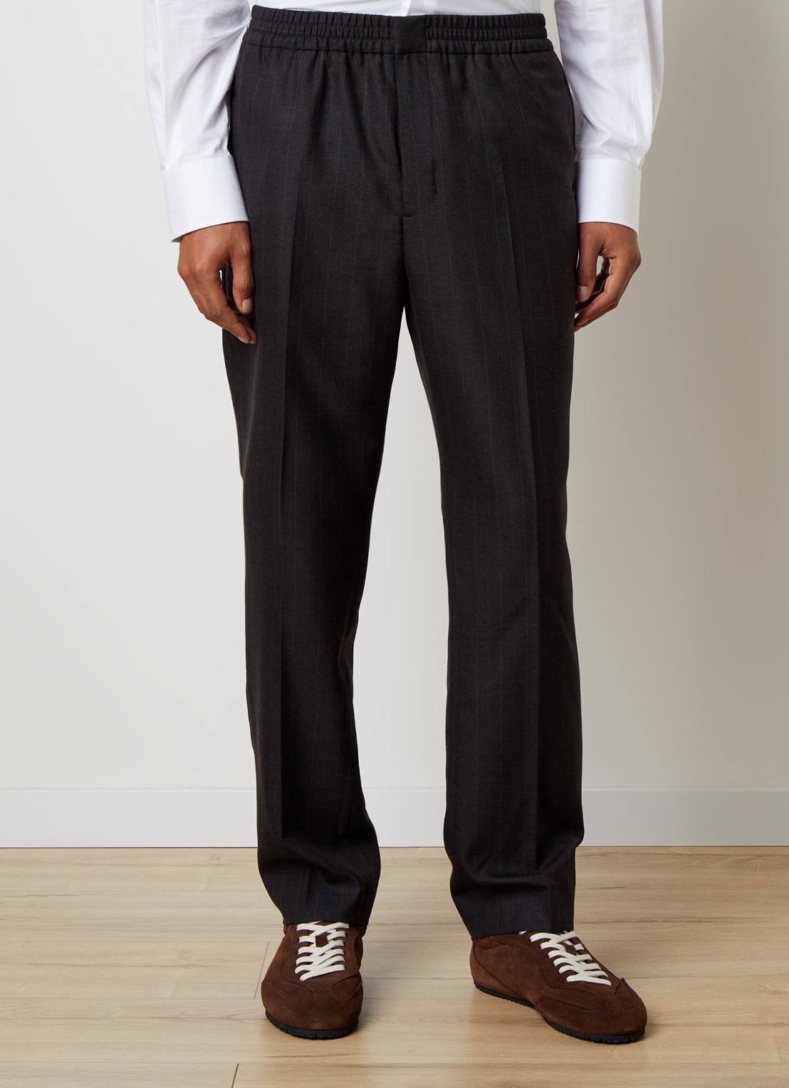 AMI Paris Straight fit pantalon van wol met steekzakken - detail zwart