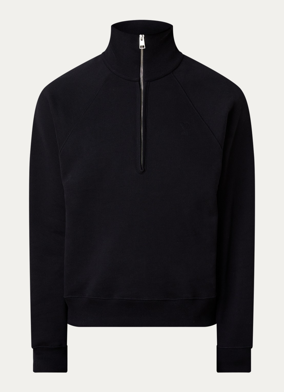 AMI Paris Sweater met halve rits - voorkant 4 zwart