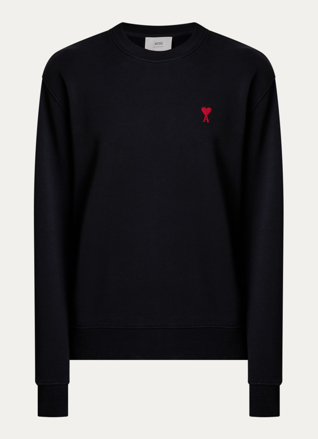 AMI Paris Sweater met logoborduring - voorkant 4 zwart