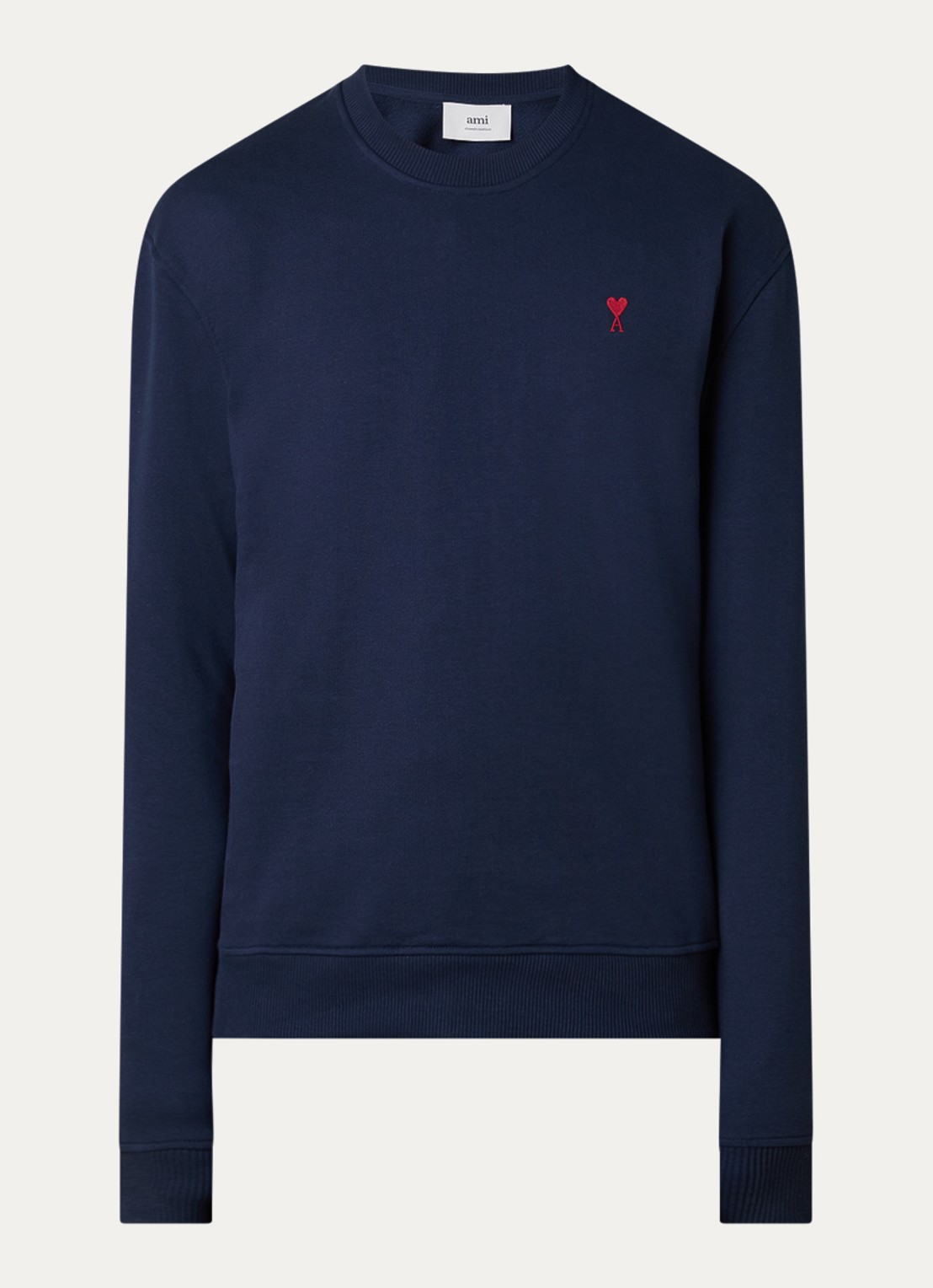 AMI Paris Sweater met logoborduring - voorkant 3 donkerblauw