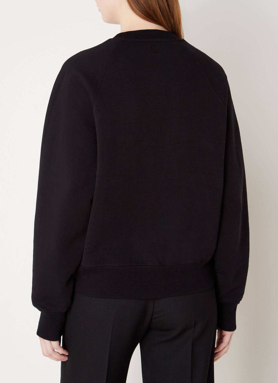 AMI Paris Sweater van  katoen met logoborduring - achterkant 5 zwart