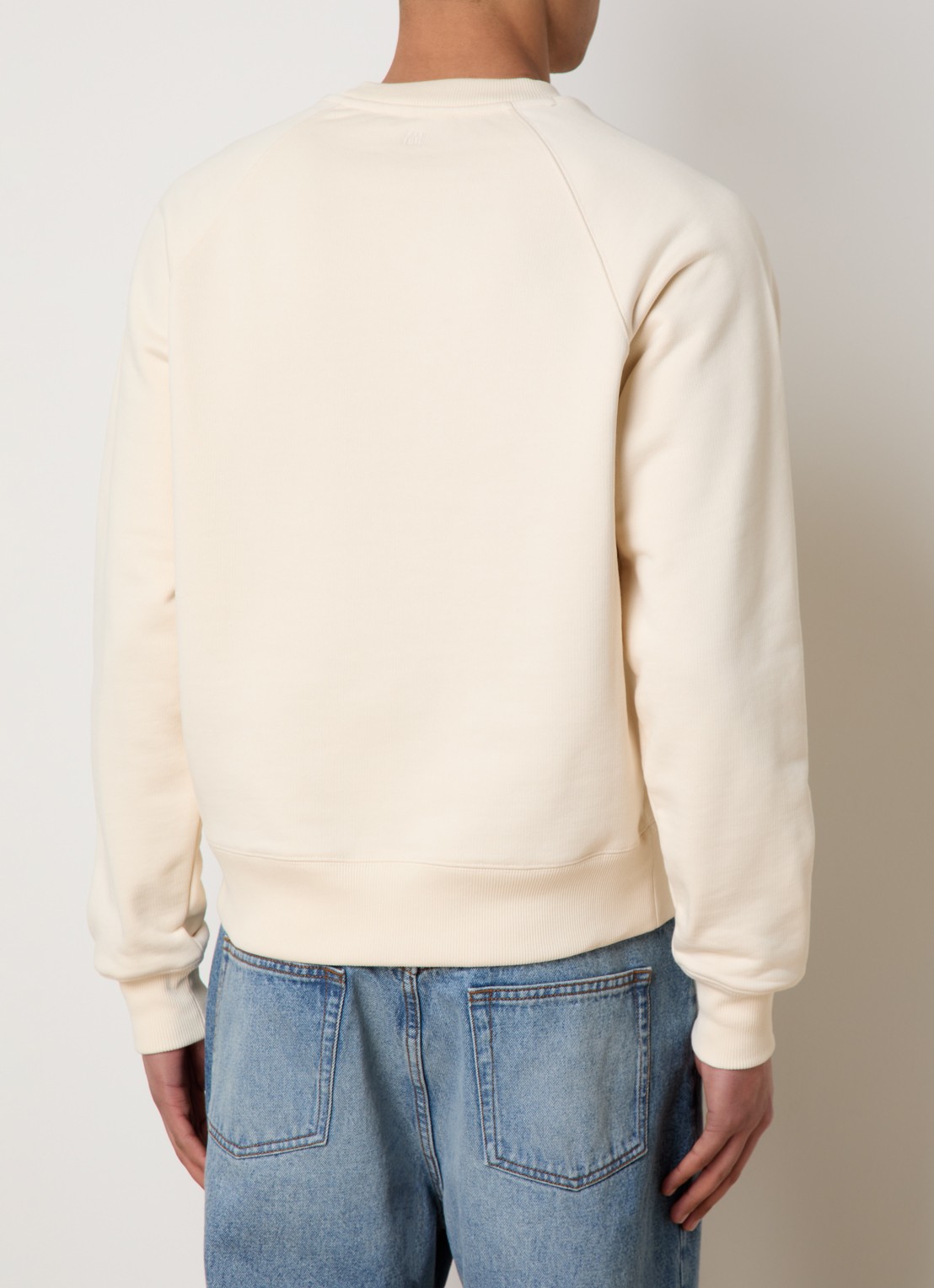 AMI Paris Sweater van  katoen met logoborduring - achterkant 5 creme