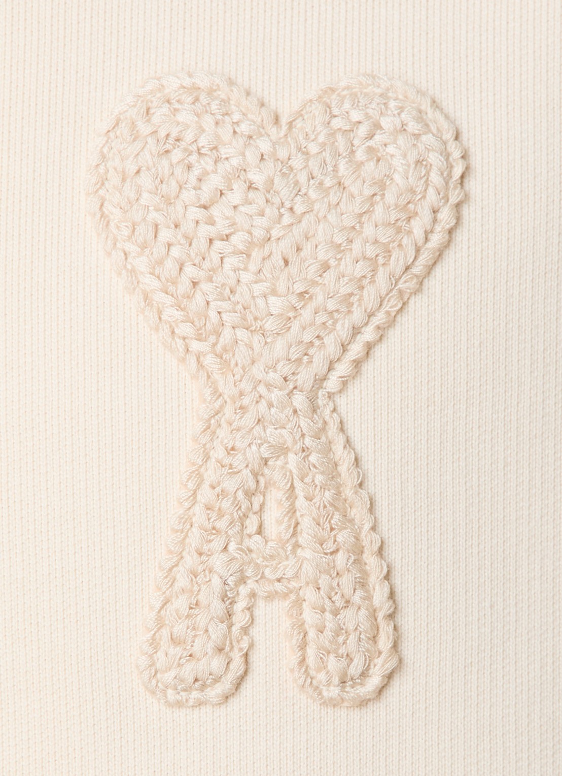 AMI Paris Sweater van  katoen met logoborduring - detail 2 creme