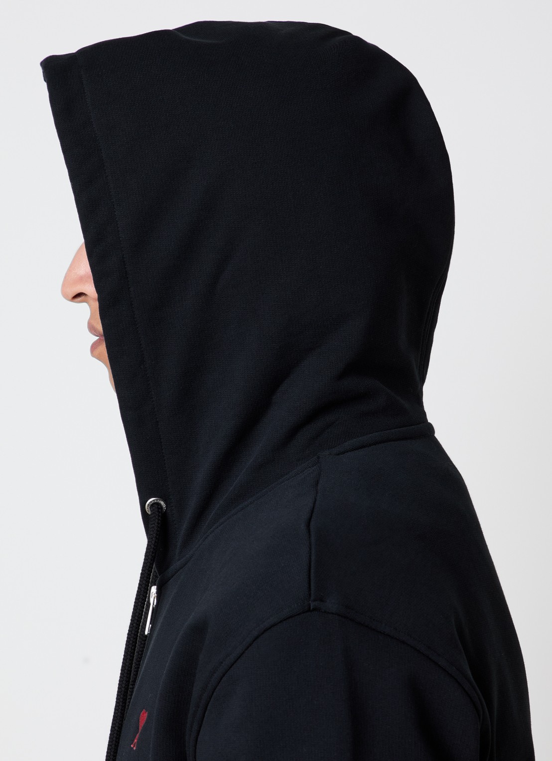 AMI Paris Sweatvest van merino wol met logoborduring - detail 2 zwart
