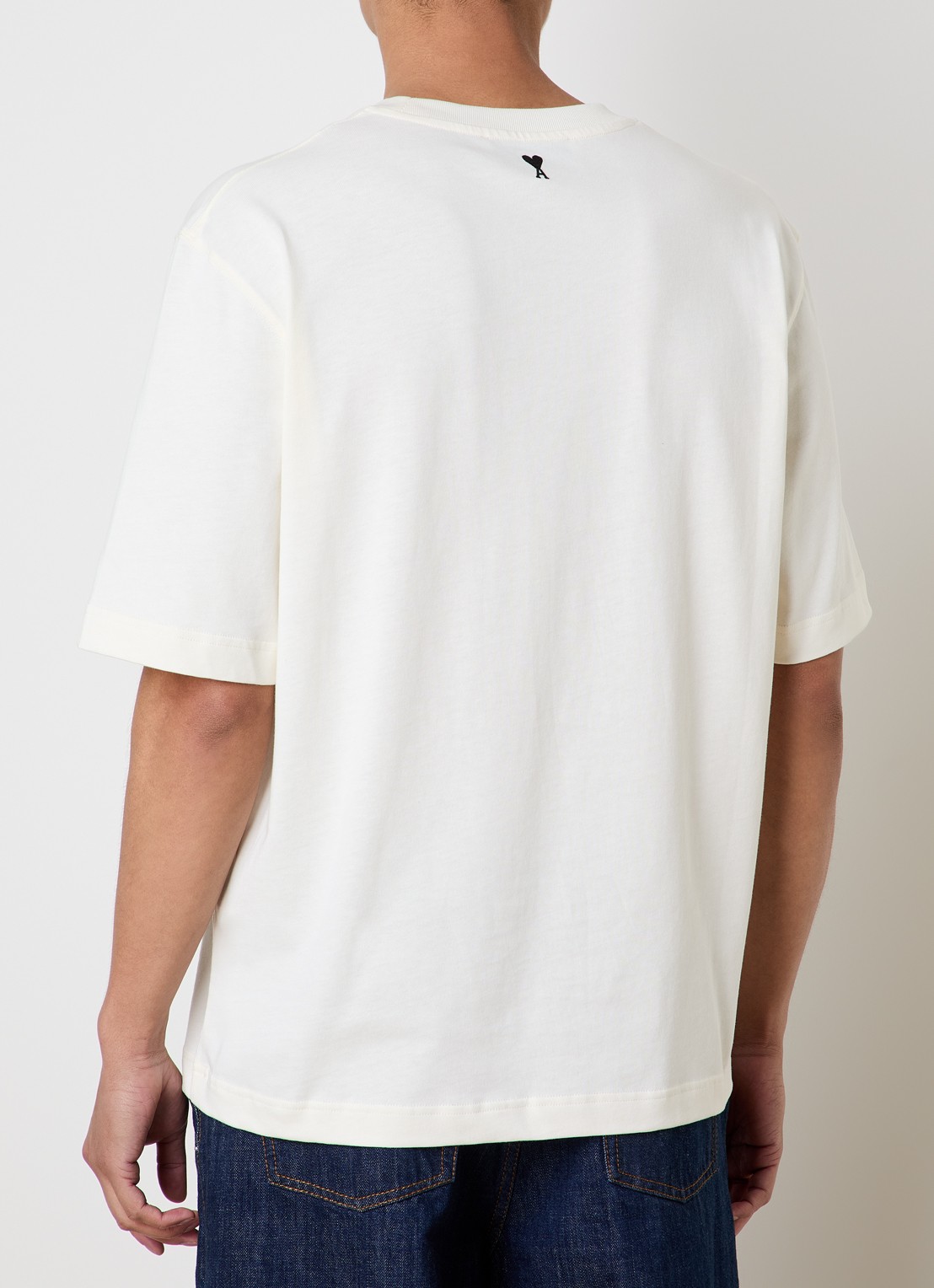 AMI Paris T-shirt met flock logoprint - achterkant naturel