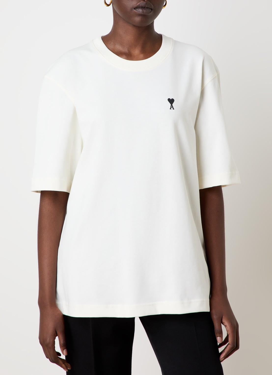 Ami Paris T-shirt met logo- en backprint - achterkant creme