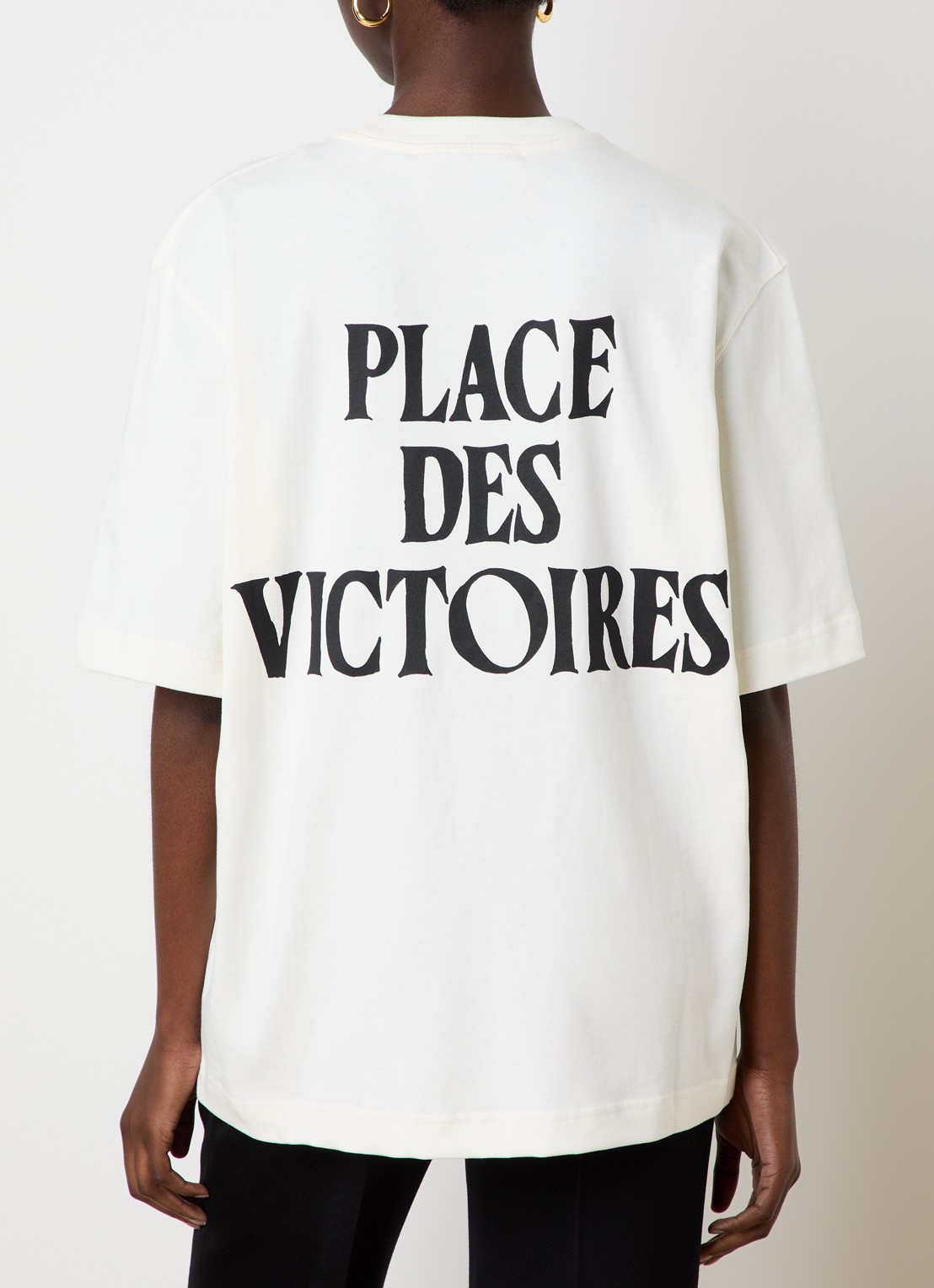Ami Paris T-shirt met logo- en backprint - detail 2 creme