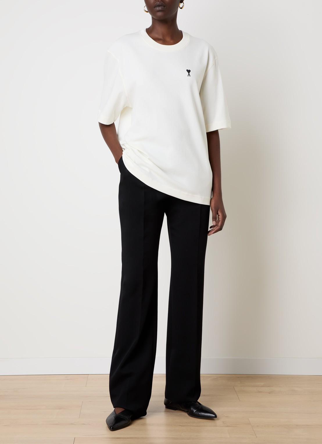 Ami Paris T-shirt met logo- en backprint - voorkant 5 creme