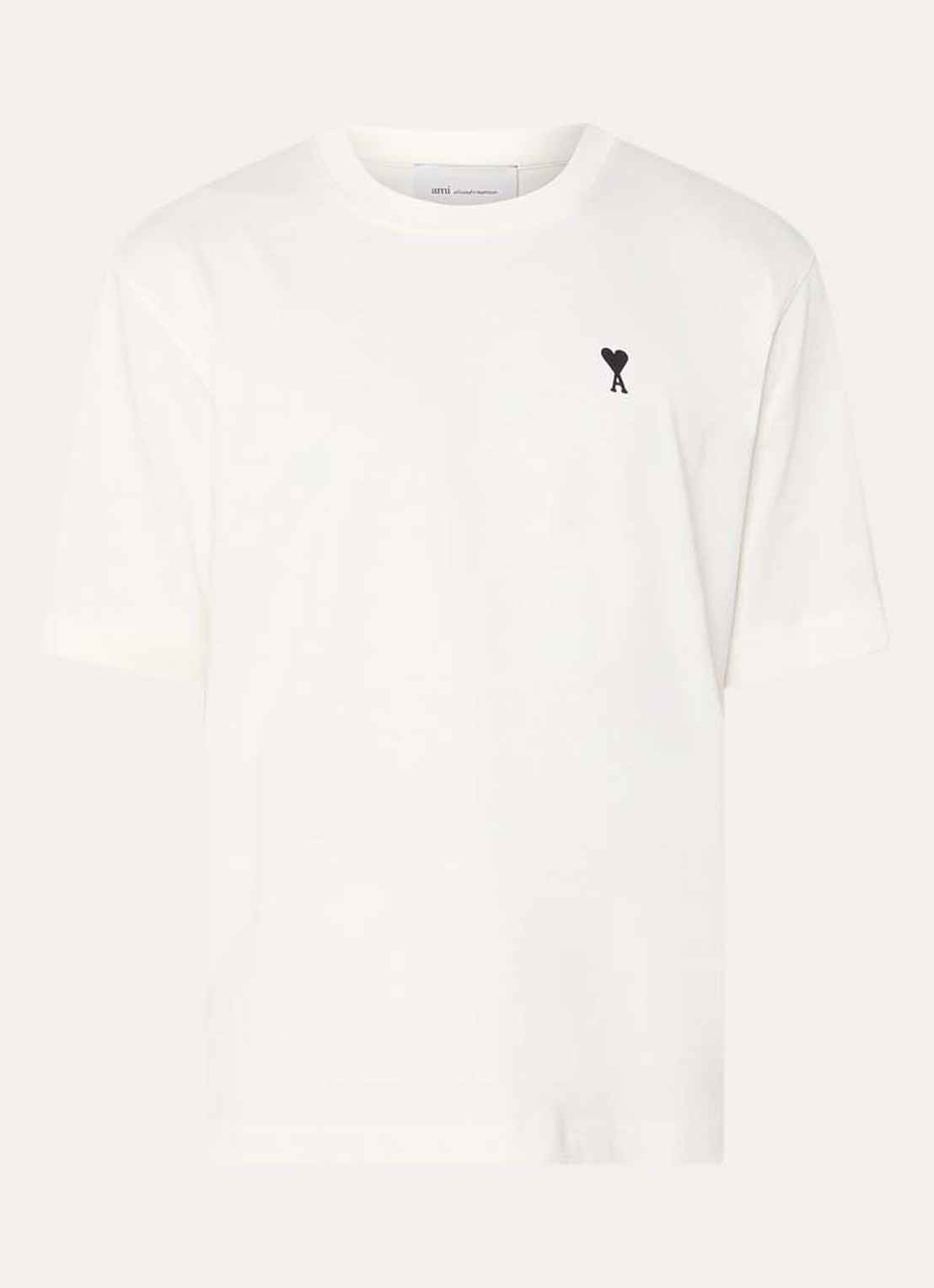 AMI Paris T-shirt met logo- en backprint - voorkant 4 gebroken wit