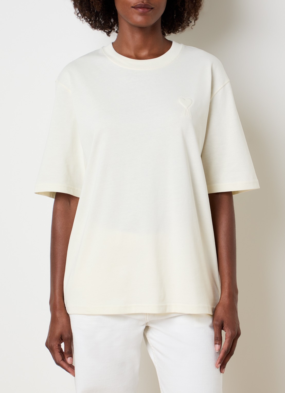 Ami Paris T-shirt met logo - detail gebroken wit