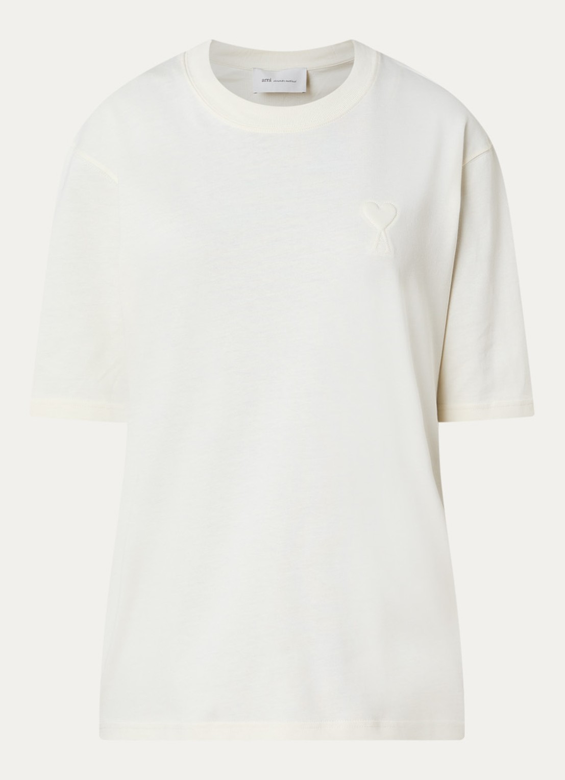 Ami Paris T-shirt met logo - voorkant 4 gebroken wit
