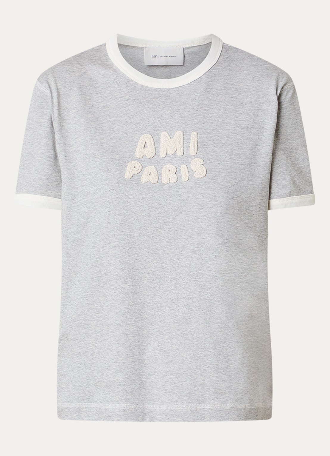AMI Paris T-shirt met logoborduring - voorkant 7 grijsmele