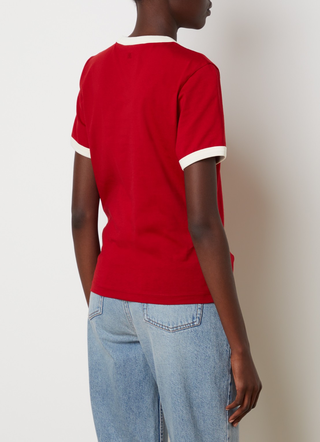 AMI Paris T-shirt met logoborduring - achterkant 5 rood