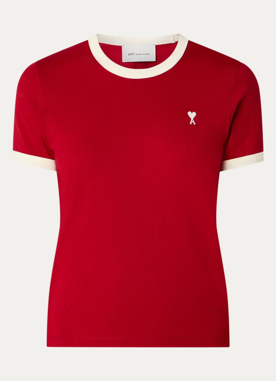 AMI Paris T-shirt met logoborduring - voorkant rood