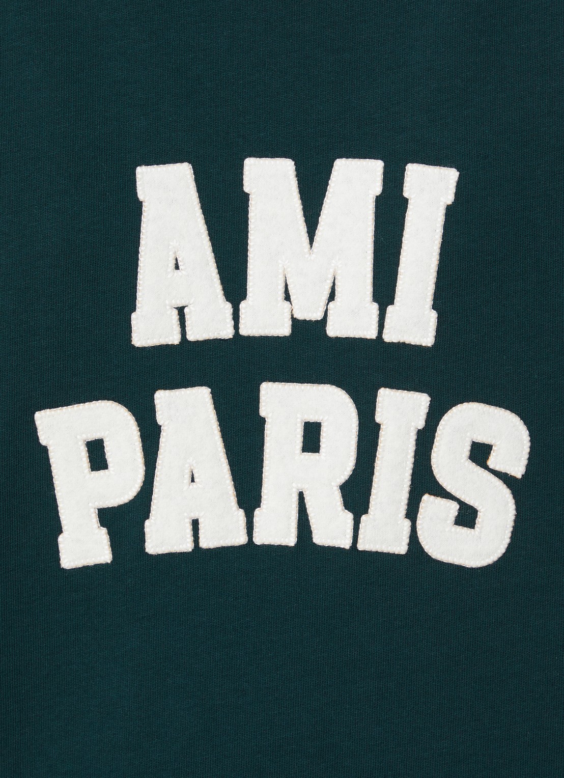 AMI Paris T-shirt met logoborduring - detail 4 donkergroen