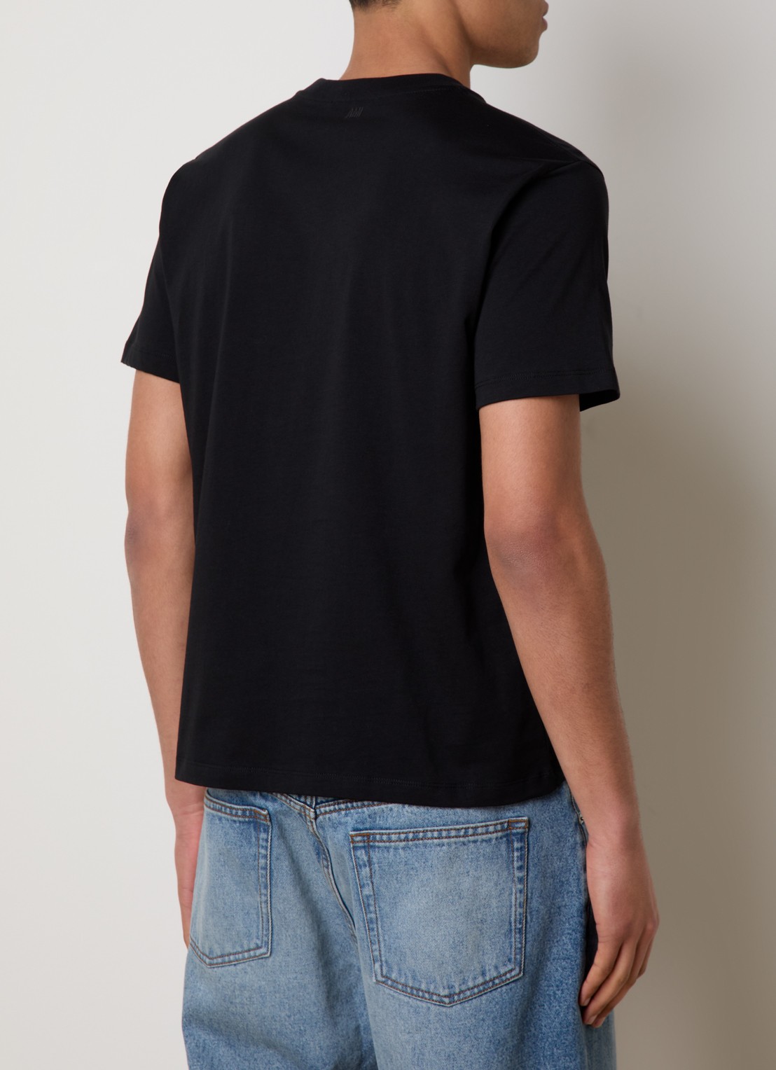 AMI Paris T-shirt met logoborduring - achterkant 5 zwart