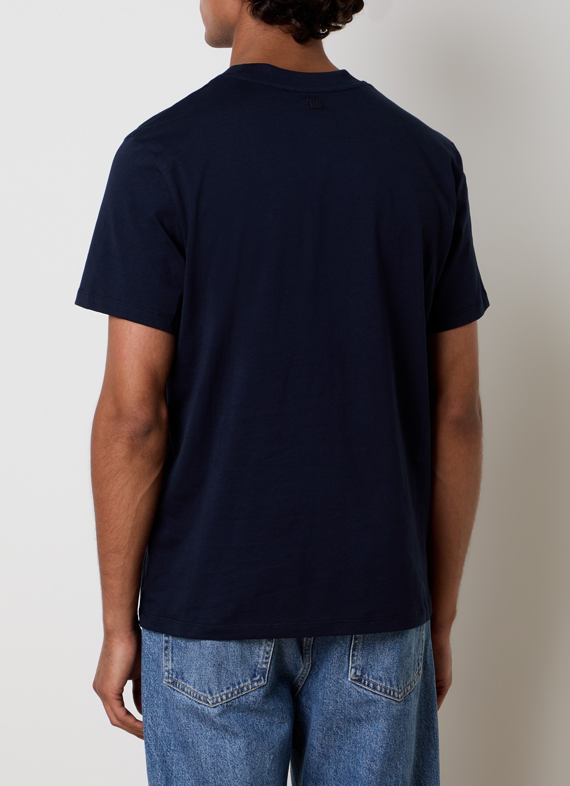 AMI Paris T-shirt met logoborduring - achterkant 5 donkerblauw