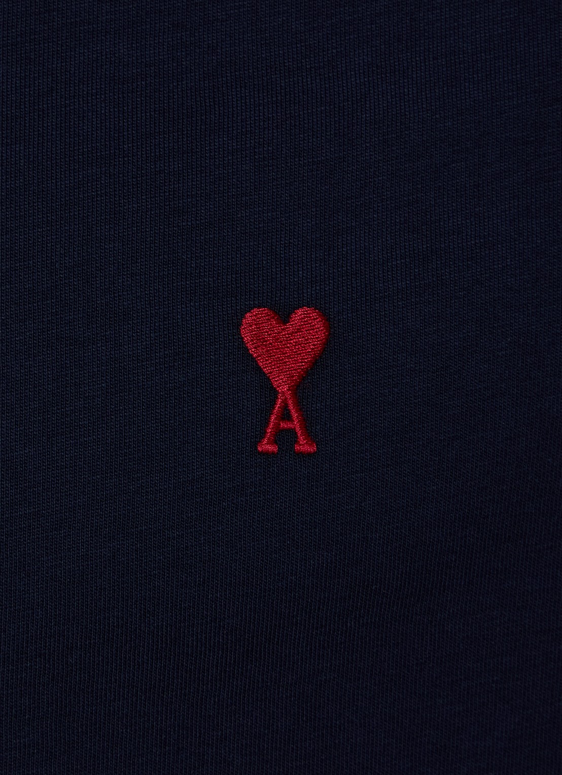 AMI Paris T-shirt met logoborduring - detail 4 donkerblauw