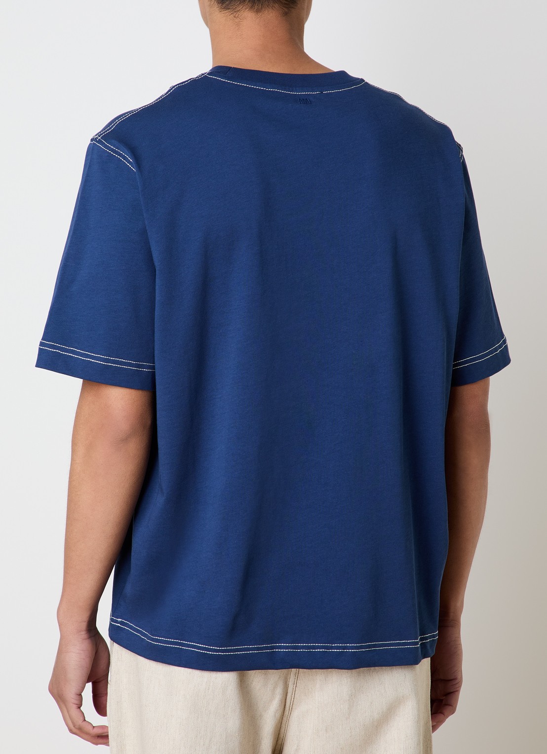 AMI Paris T-shirt met logoborduring - achterkant 5 indigo