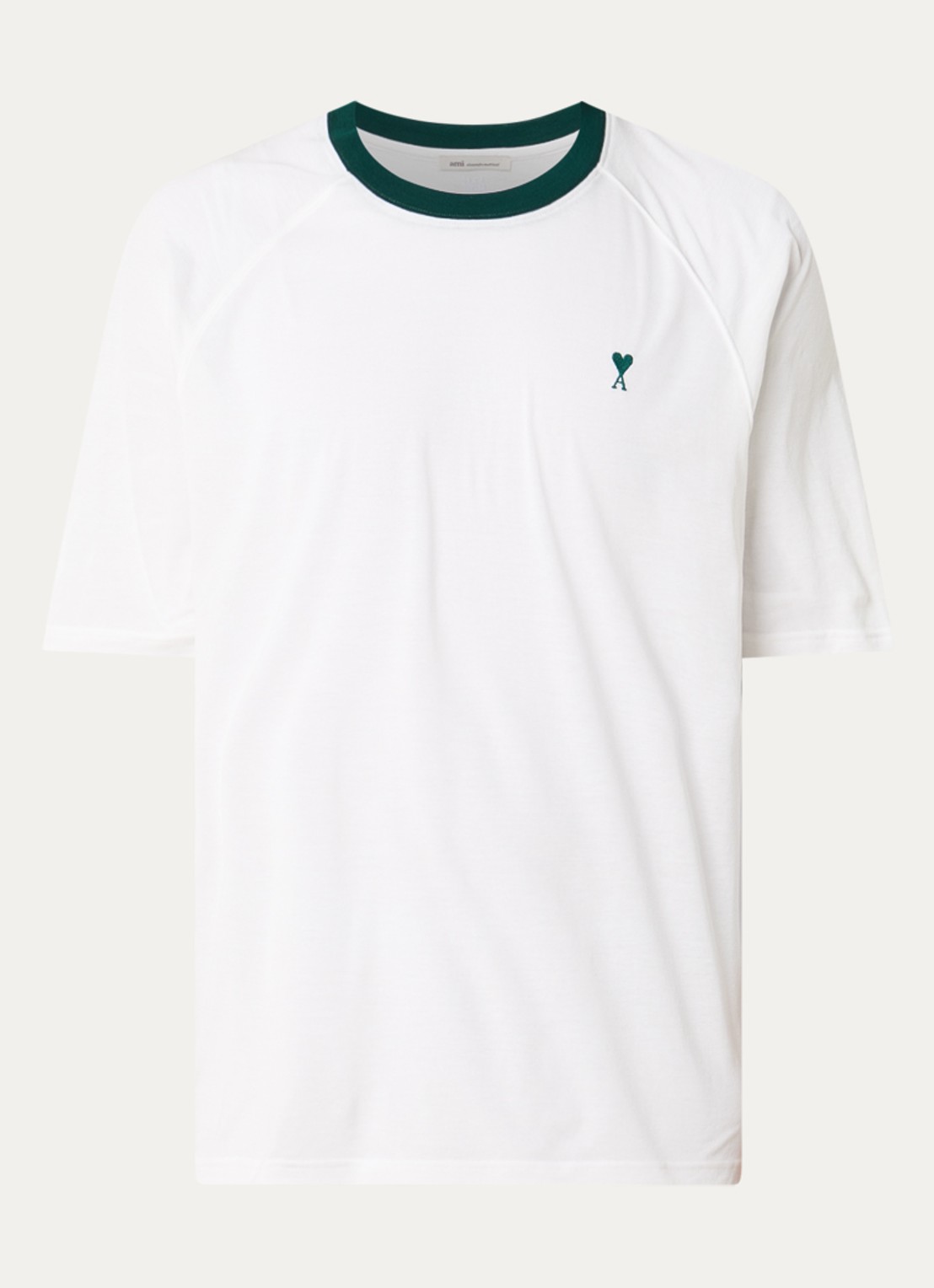 AMI Paris T-shirt met logoborduring - voorkant 4 wit