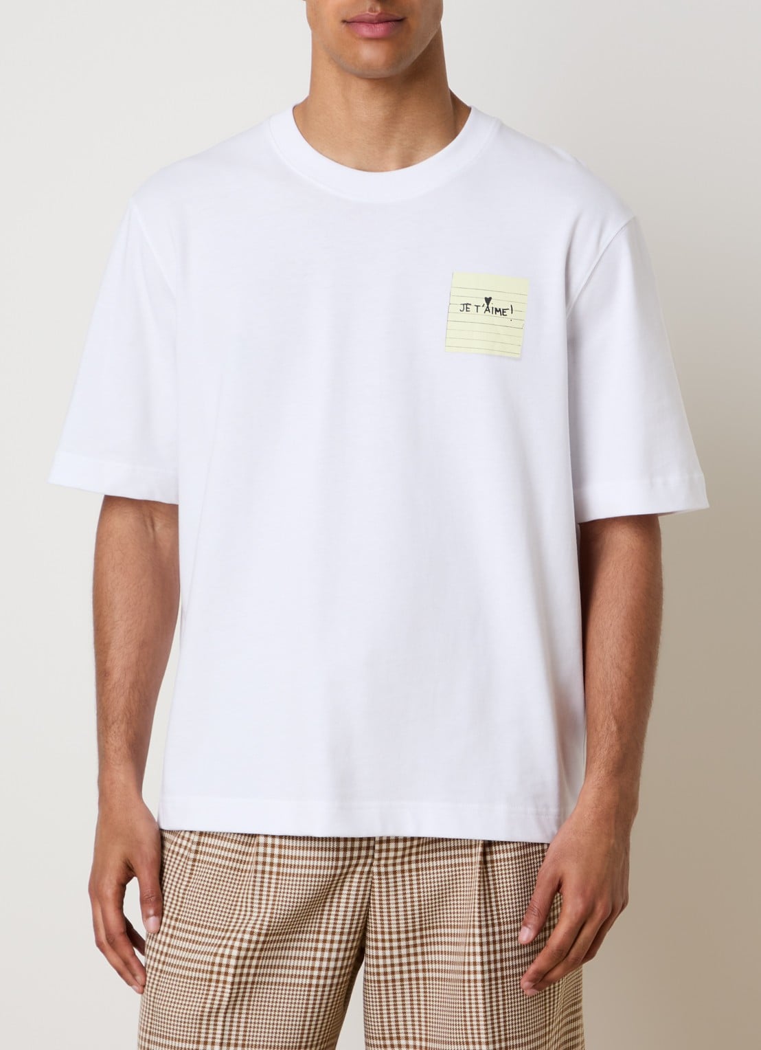 AMI Paris T-shirt met logoprint - detail 3 wit