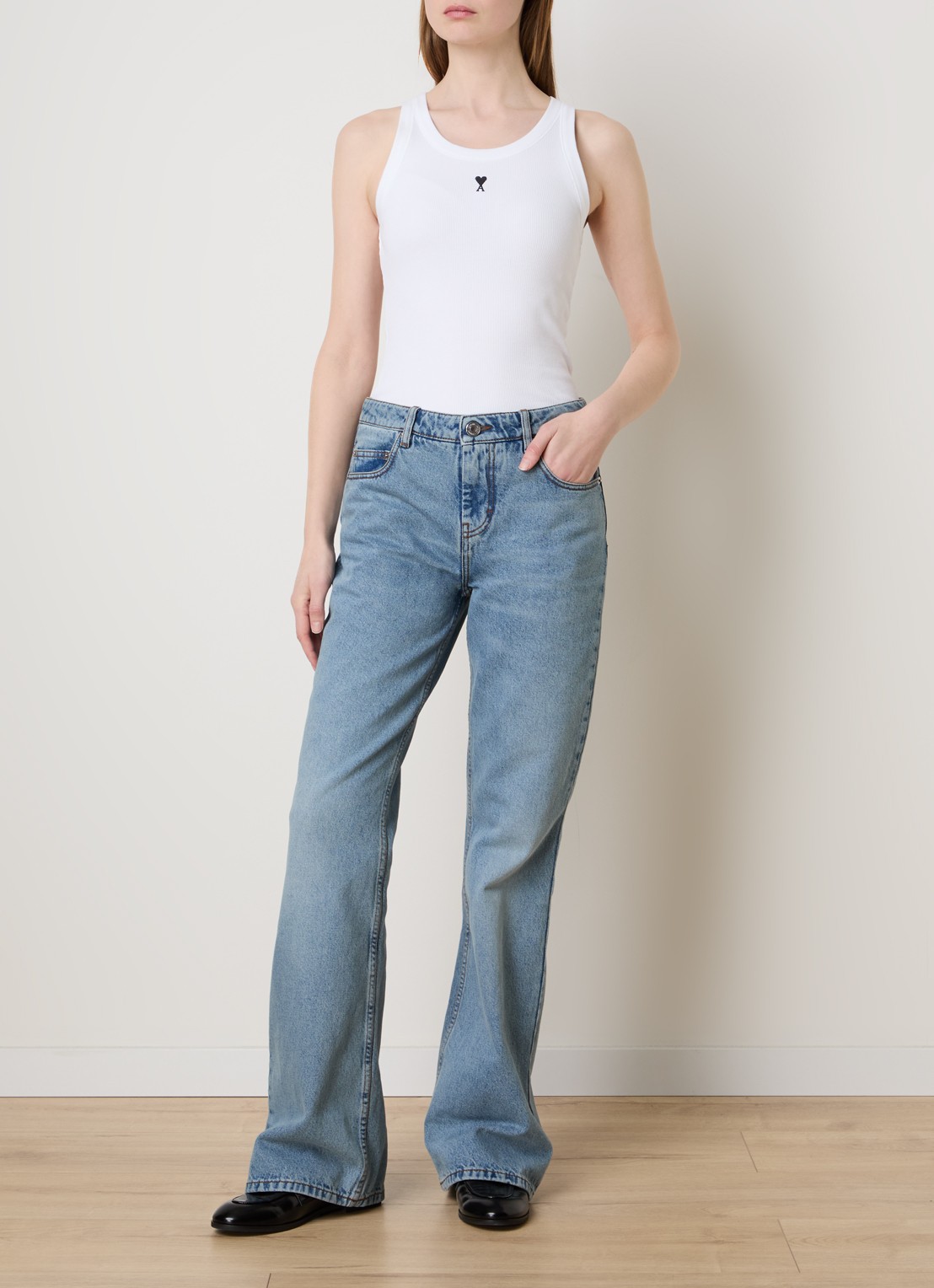 AMI Paris Tanktop met logoborduring - voorkant 5 wit