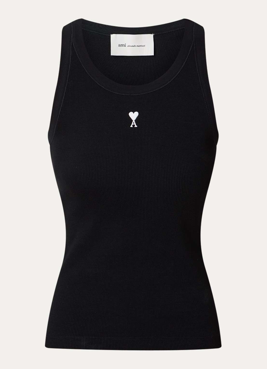AMI Paris Tanktop met logoborduring - voorkant 3 zwart
