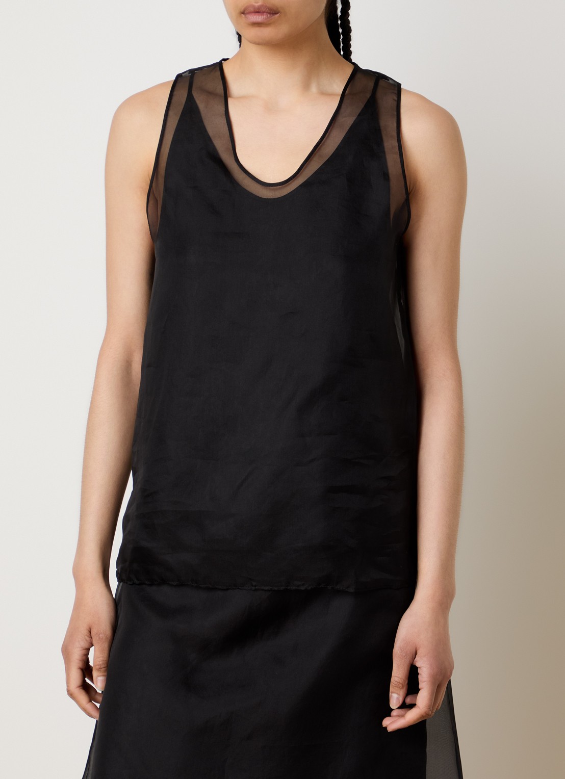 AMI Paris Tanktop van zijde - detail 3 zwart