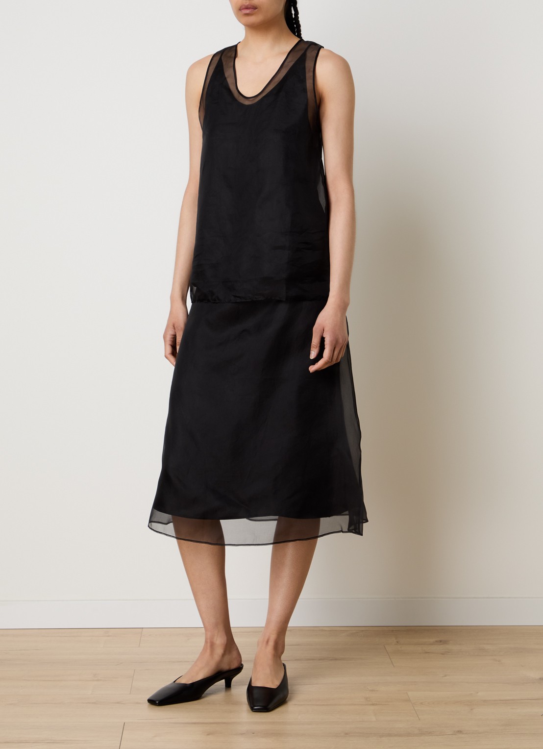 AMI Paris Tanktop van zijde - voorkant 2 zwart