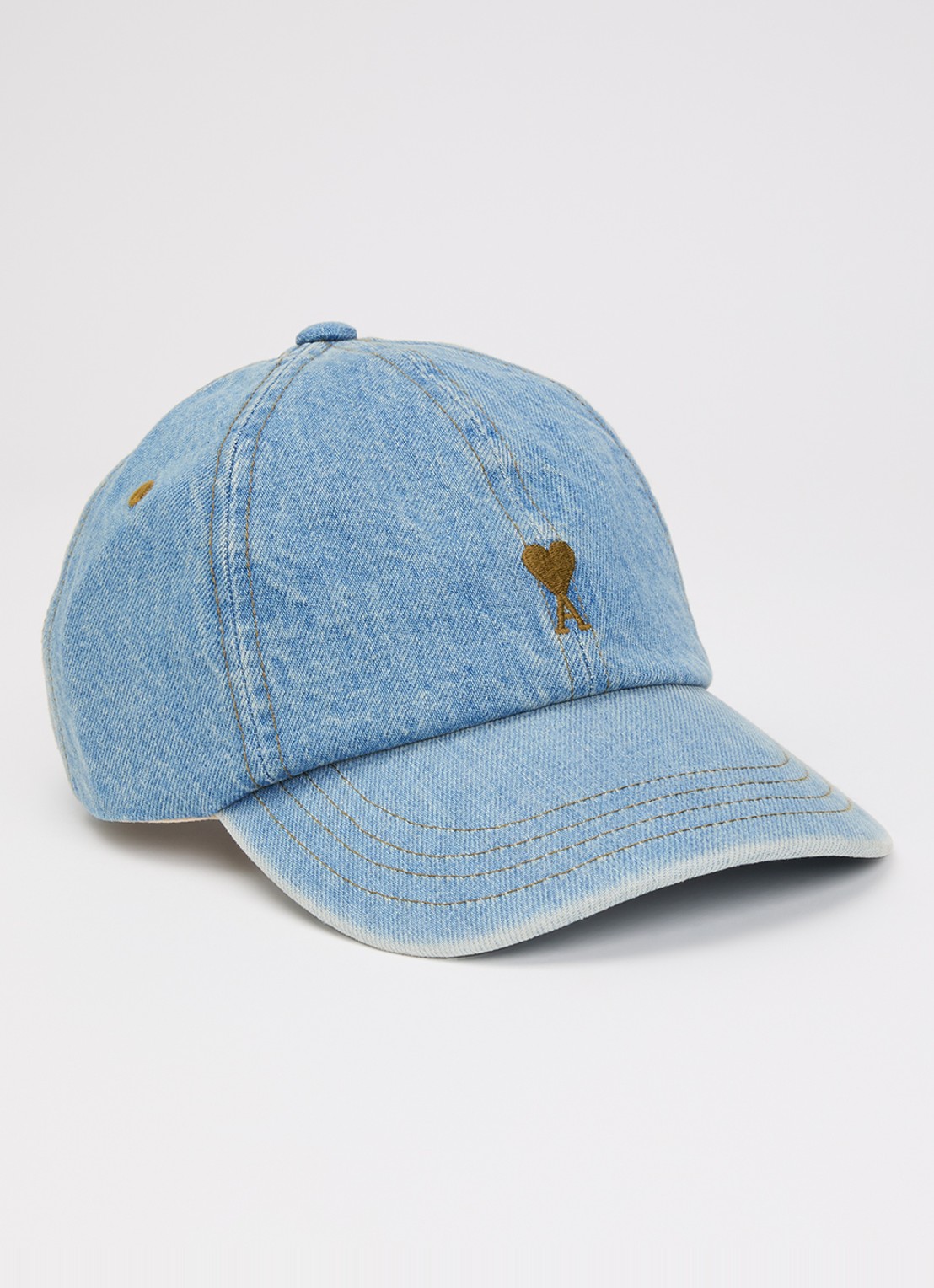 AMI Paris Tobacco pet van denim met logoborduring - voorkant 2 blauw