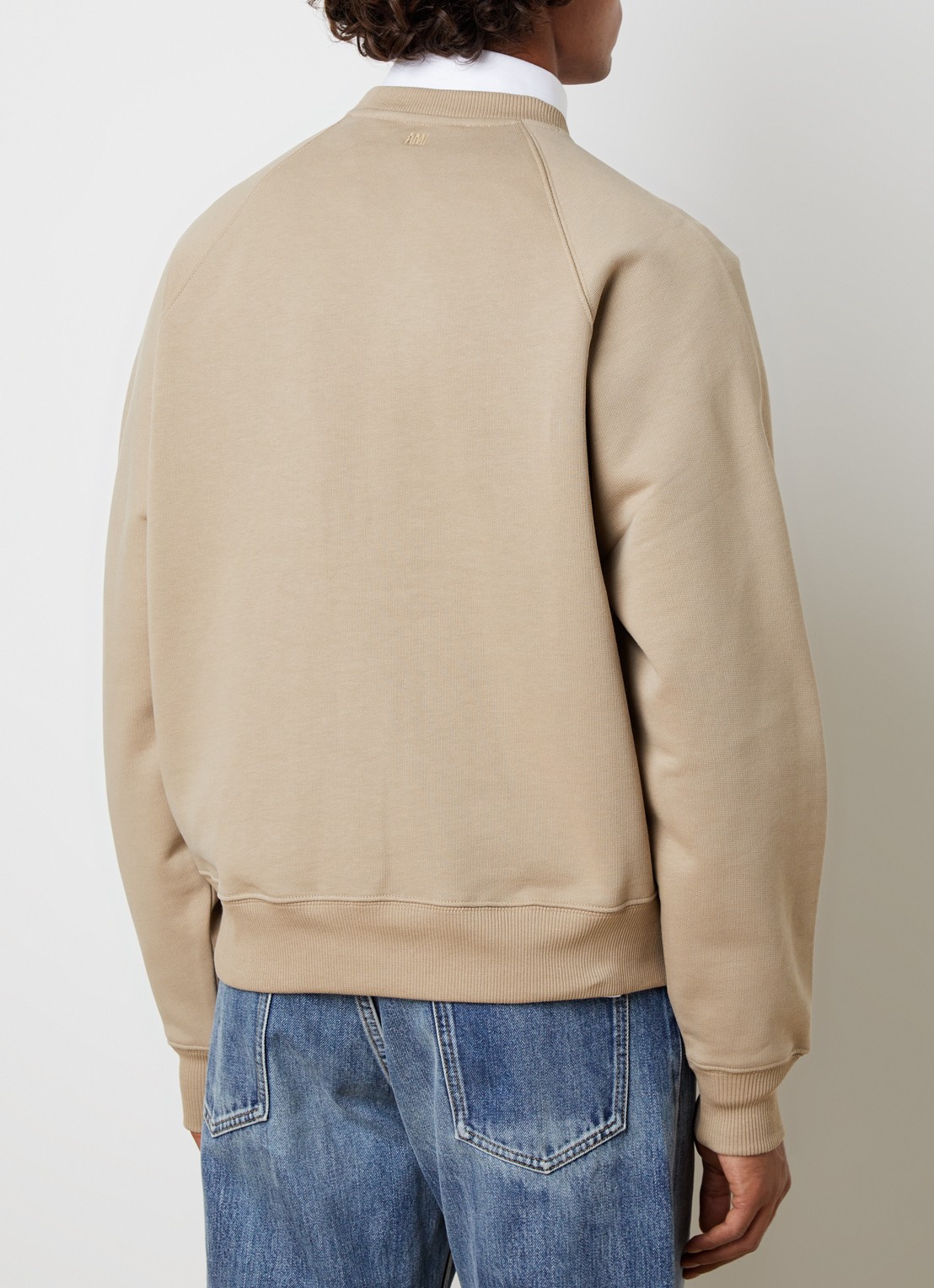 AMI Paris Tonal sweater met ronde hals - achterkant 3 khaki