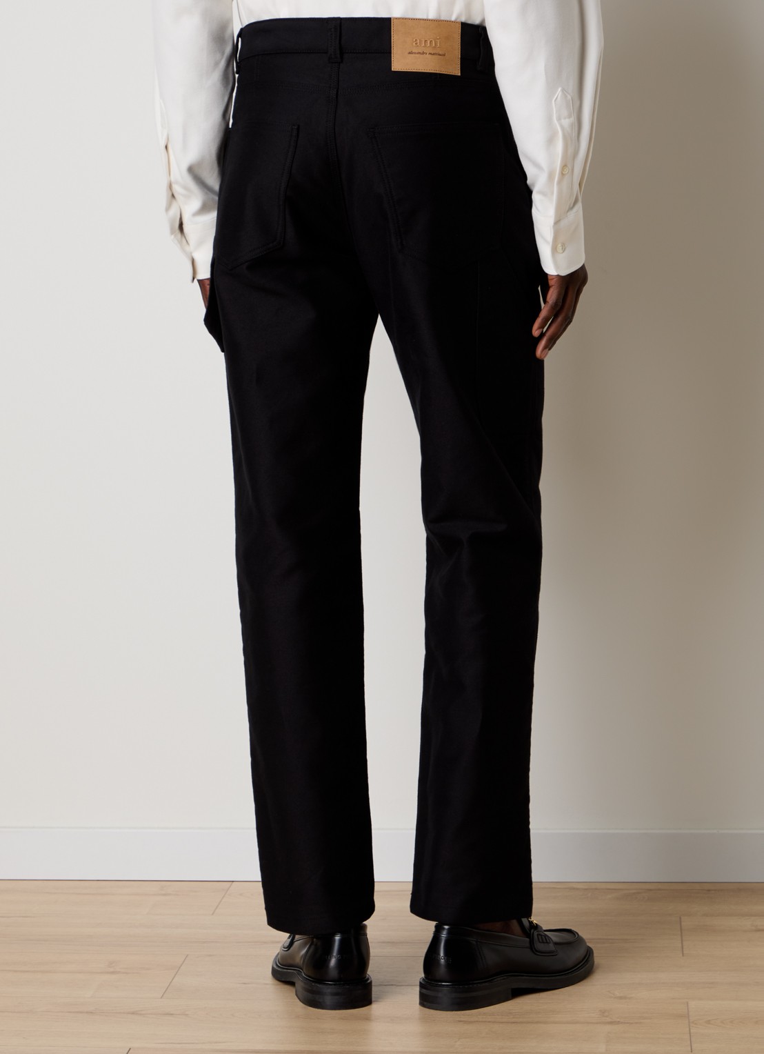 AMI Paris Worker straight fit pantalon met steekzakken - achterkant 6 zwart