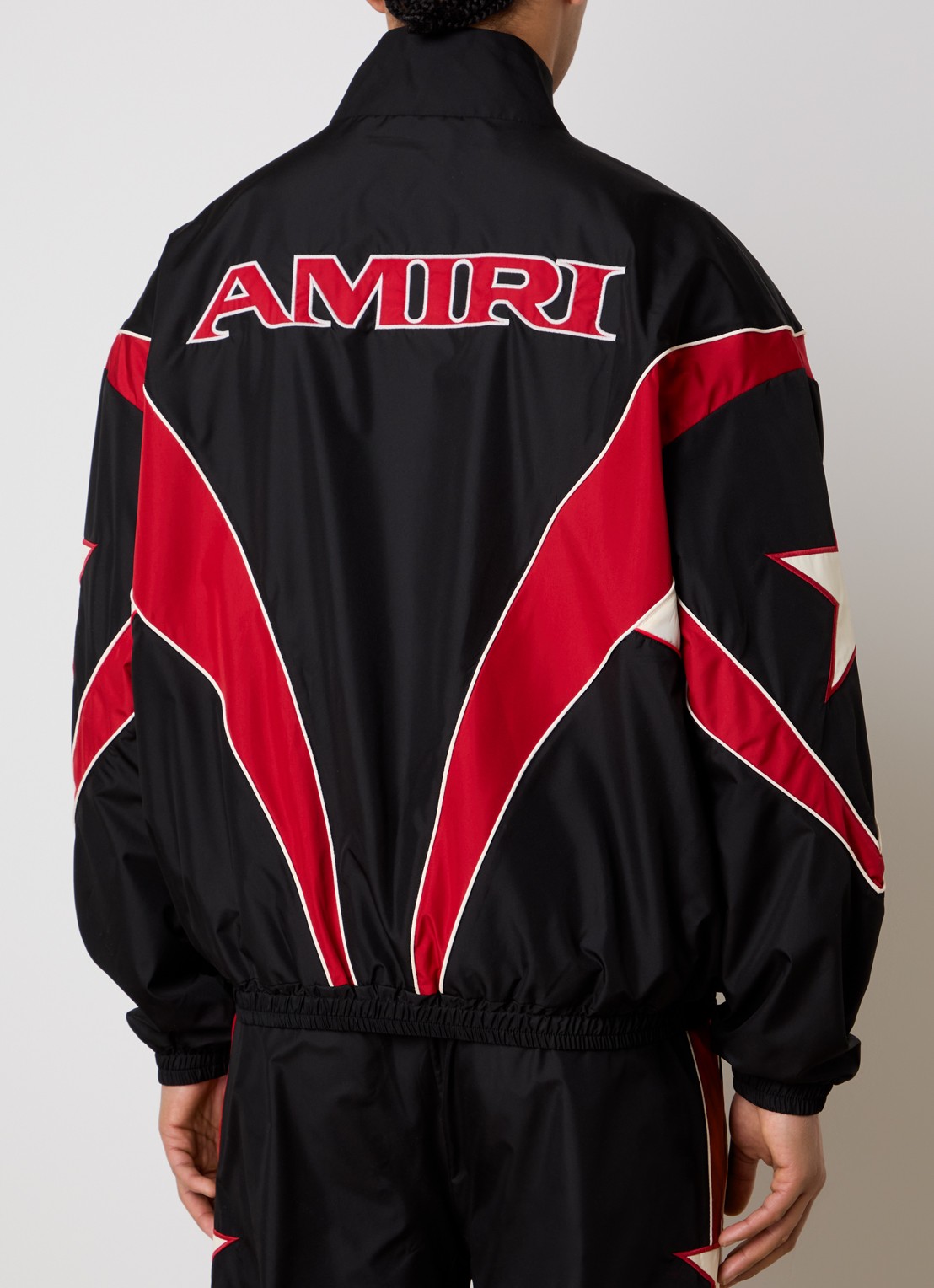 AMIRI Amouja Windjack met steekzakken en logo - detail zwart