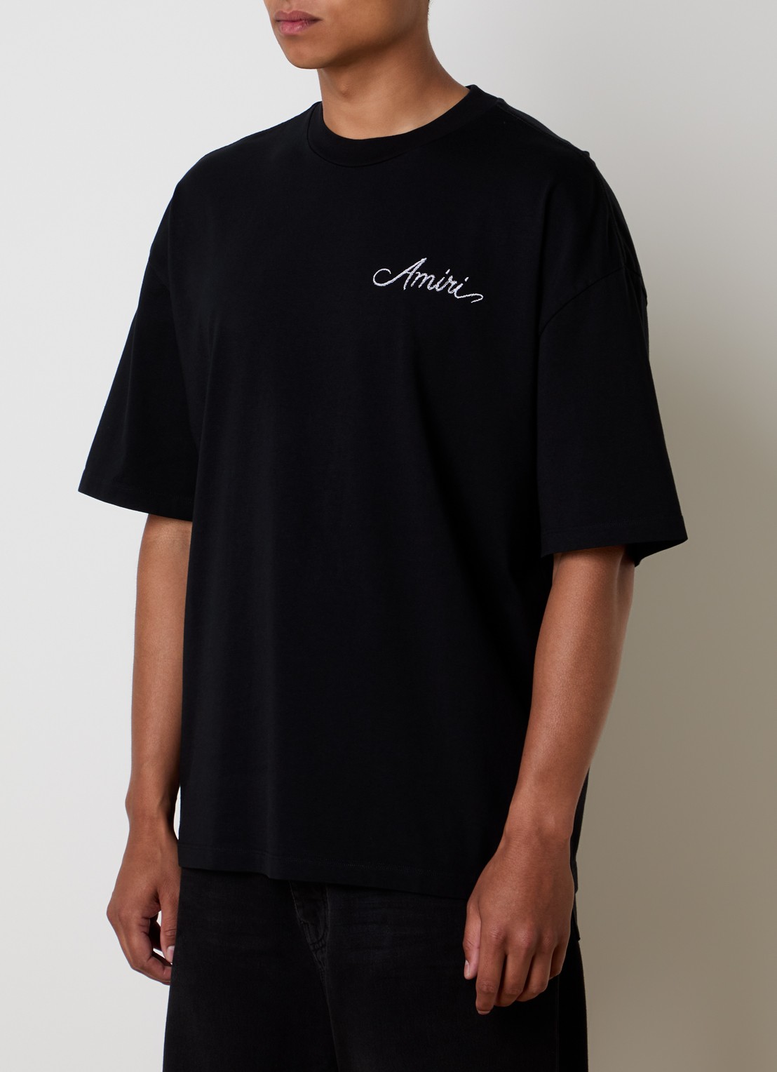 AMIRI Check T-shirt met logo- en backprint - achterkant 5 zwart