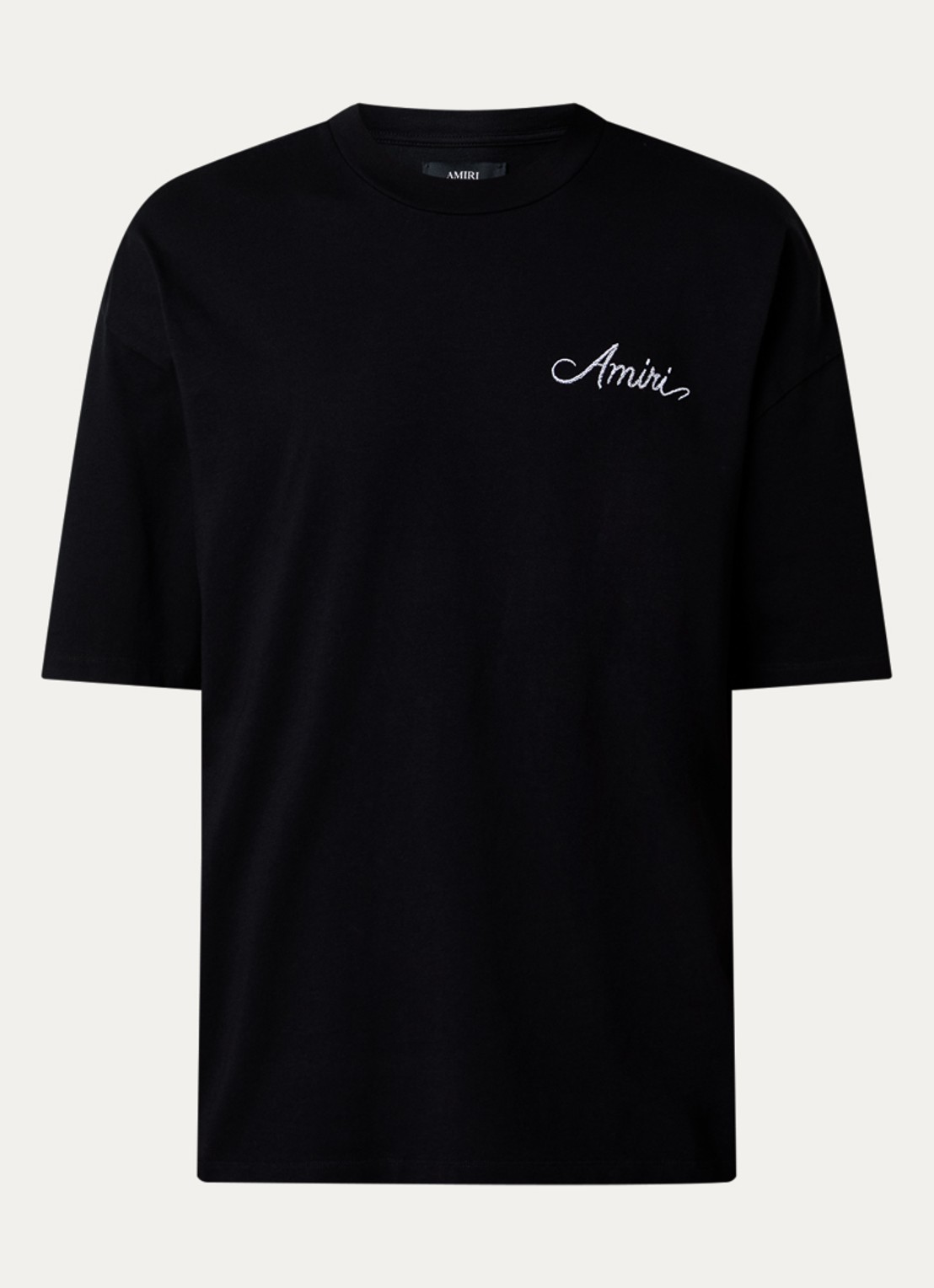 AMIRI Check T-shirt met logo- en backprint - voorkant zwart